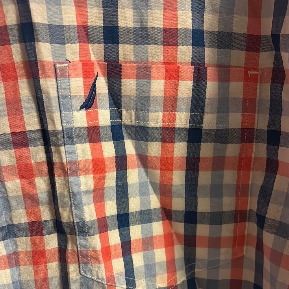 Nautica Red and Blue Plaid Casual Shirt - Picture 2 of 5